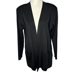 Misook Black Open Front Blazer Cardigan Minimalist Women's Small